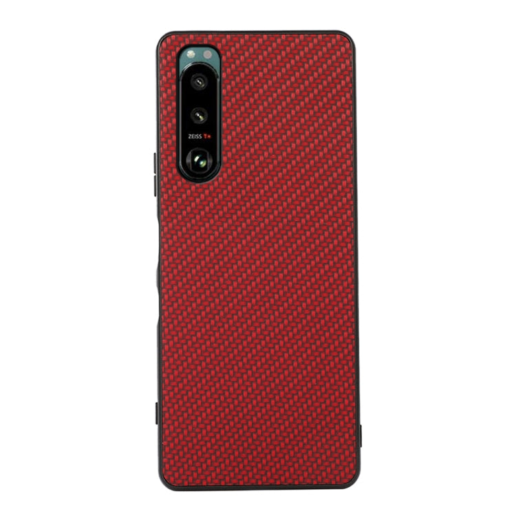 For Sony Xperia 5 III Carbon Fiber Skin PU + PC + TPU Shockprof Protective Case