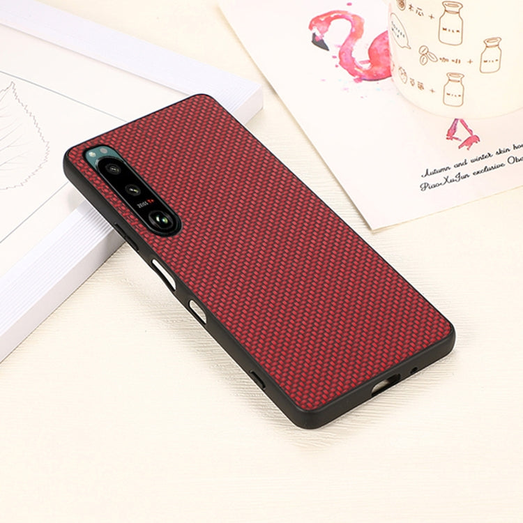 For Sony Xperia 5 III Carbon Fiber Skin PU + PC + TPU Shockprof Protective Case