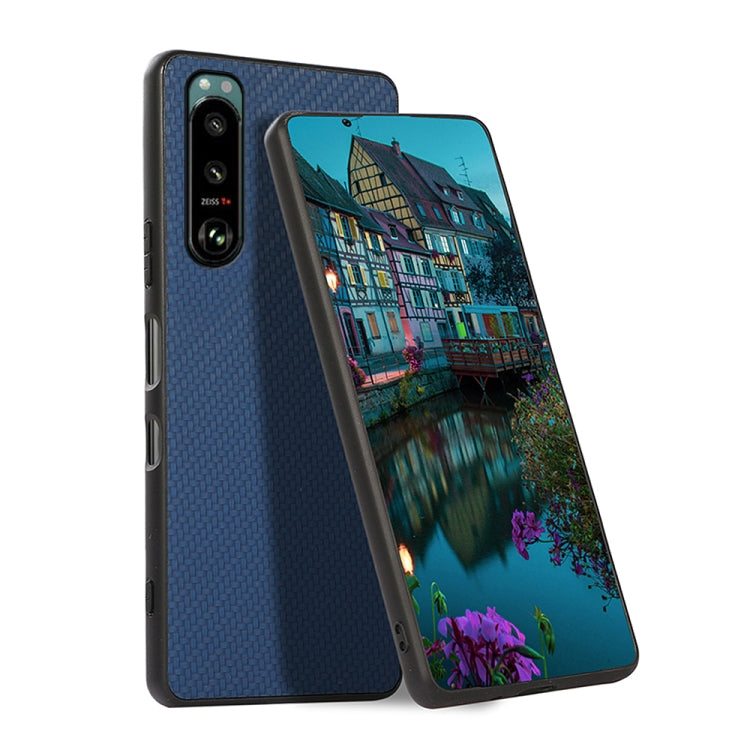 For Sony Xperia 5 III Carbon Fiber Skin PU + PC + TPU Shockprof Protective Case