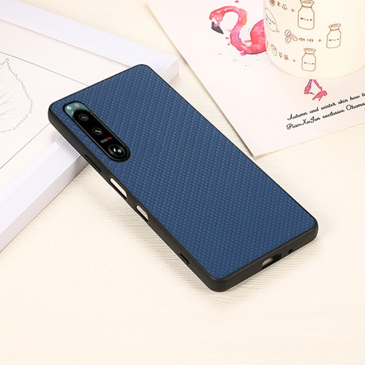 For Sony Xperia 5 III Carbon Fiber Skin PU + PC + TPU Shockprof Protective Case
