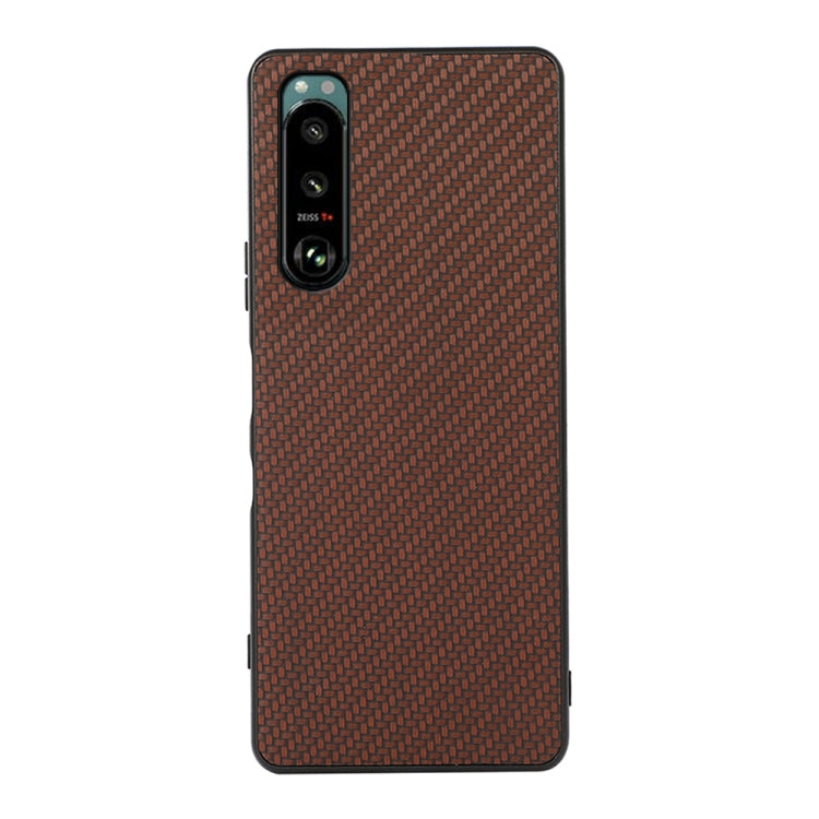 For Sony Xperia 5 III Carbon Fiber Skin PU + PC + TPU Shockprof Protective Case