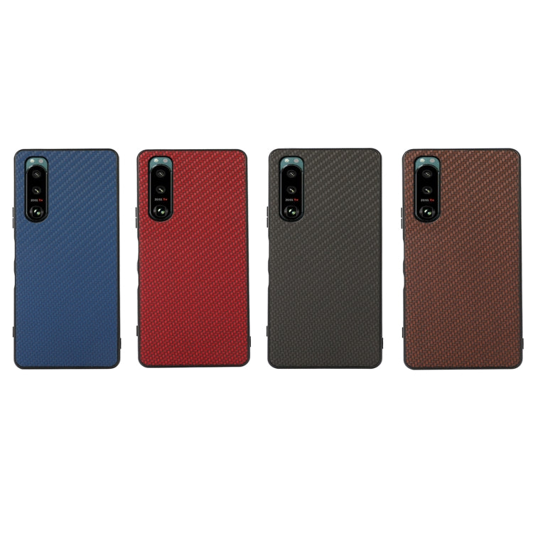 For Sony Xperia 5 III Carbon Fiber Skin PU + PC + TPU Shockprof Protective Case