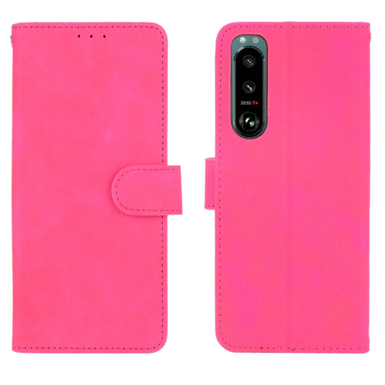 For Sony Xperia 5 III Solid Color Skin Feel Magnetic Buckle Horizontal Flip Calf Texture PU Leather Case with Holder & Card Slots & Wallet