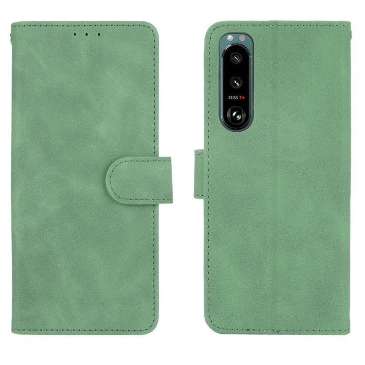 For Sony Xperia 5 III Solid Color Skin Feel Magnetic Buckle Horizontal Flip Calf Texture PU Leather Case with Holder & Card Slots & Wallet