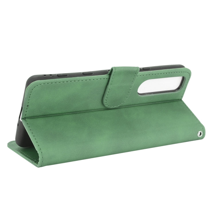 For Sony Xperia 5 III Solid Color Skin Feel Magnetic Buckle Horizontal Flip Calf Texture PU Leather Case with Holder & Card Slots & Wallet