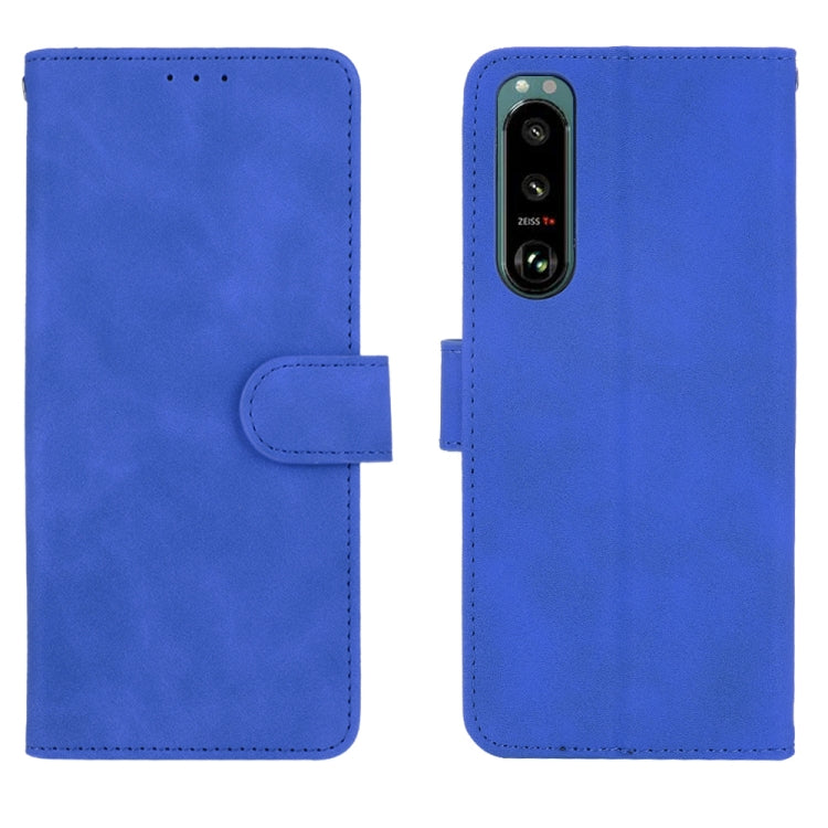 For Sony Xperia 5 III Solid Color Skin Feel Magnetic Buckle Horizontal Flip Calf Texture PU Leather Case with Holder & Card Slots & Wallet