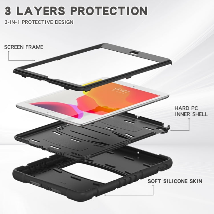 For iPad 10.2 2021 / 2020 / 2019 3-Layer Protection Screen Frame + PC + Silicone Shockproof Combination Case with Holder