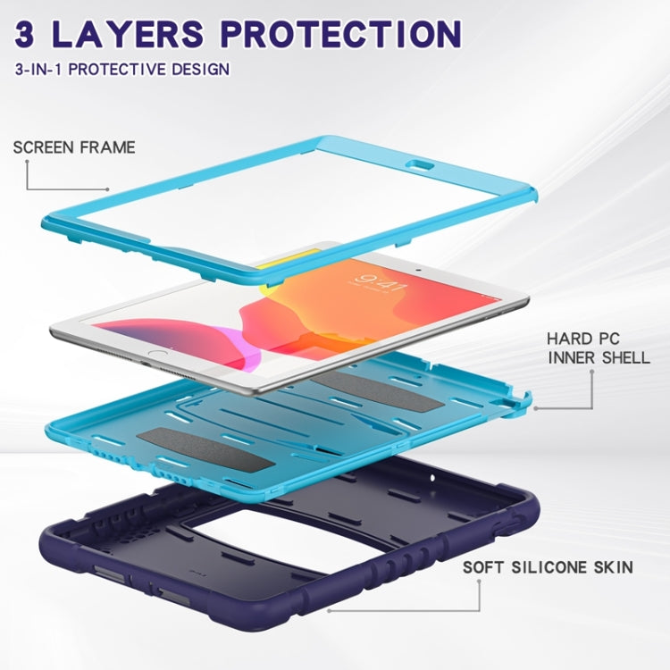 For iPad 10.2 2021 / 2020 / 2019 3-Layer Protection Screen Frame + PC + Silicone Shockproof Combination Case with Holder