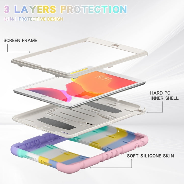 For iPad 10.2 2021 / 2020 / 2019 3-Layer Protection Screen Frame + PC + Silicone Shockproof Combination Case with Holder
