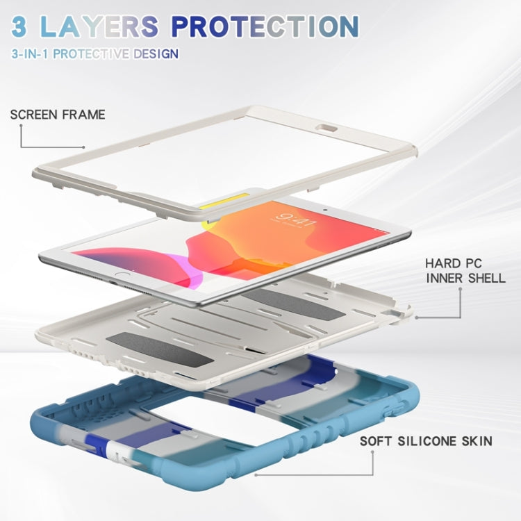 For iPad 10.2 2021 / 2020 / 2019 3-Layer Protection Screen Frame + PC + Silicone Shockproof Combination Case with Holder
