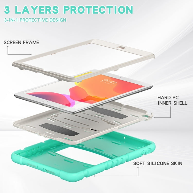 For iPad 10.2 2021 / 2020 / 2019 3-Layer Protection Screen Frame + PC + Silicone Shockproof Combination Case with Holder