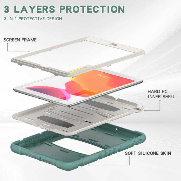 For iPad 10.2 2021 / 2020 / 2019 3-Layer Protection Screen Frame + PC + Silicone Shockproof Combination Case with Holder