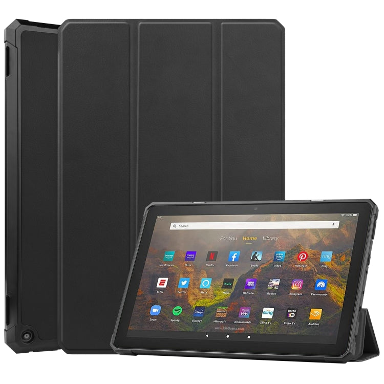For Amazon Kindle Fire HD 10 (2021) Custer Texture Horizontal Flip Leather Case with Three-folding Holder & Sleep / Wake-up Function