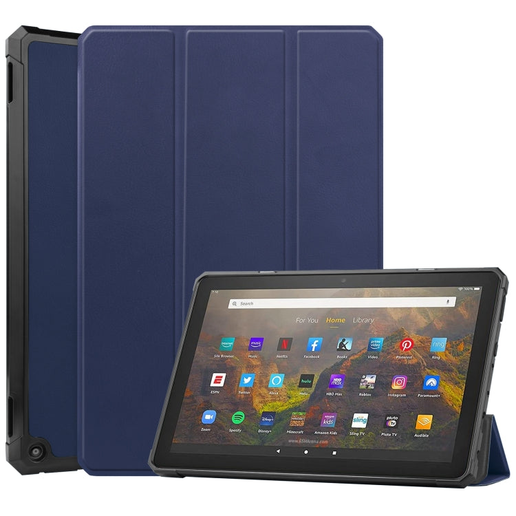 For Amazon Kindle Fire HD 10 (2021) Custer Texture Horizontal Flip Leather Case with Three-folding Holder & Sleep / Wake-up Function