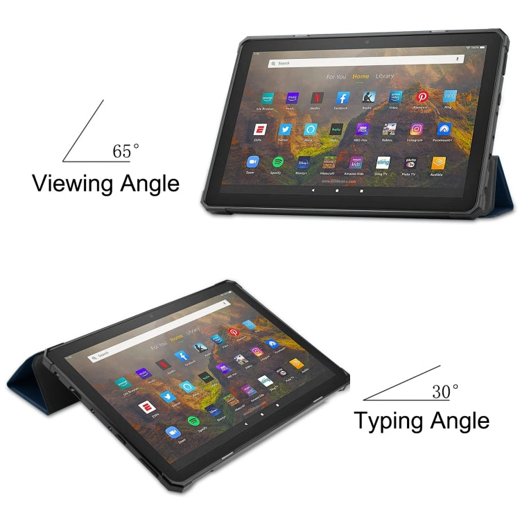 For Amazon Kindle Fire HD 10 (2021) Custer Texture Horizontal Flip Leather Case with Three-folding Holder & Sleep / Wake-up Function
