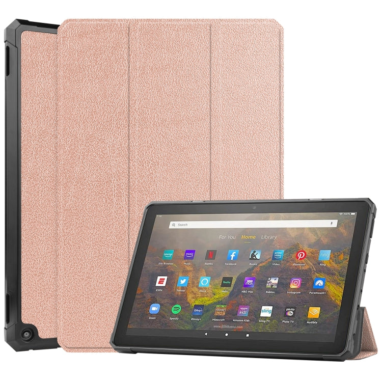 For Amazon Kindle Fire HD 10 (2021) Custer Texture Horizontal Flip Leather Case with Three-folding Holder & Sleep / Wake-up Function