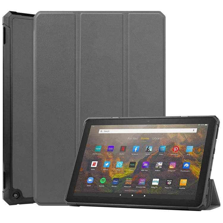 For Amazon Kindle Fire HD 10 (2021) Custer Texture Horizontal Flip Leather Case with Three-folding Holder & Sleep / Wake-up Function