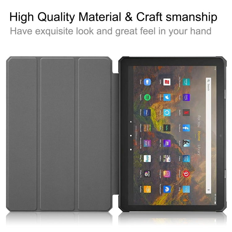 For Amazon Kindle Fire HD 10 (2021) Custer Texture Horizontal Flip Leather Case with Three-folding Holder & Sleep / Wake-up Function