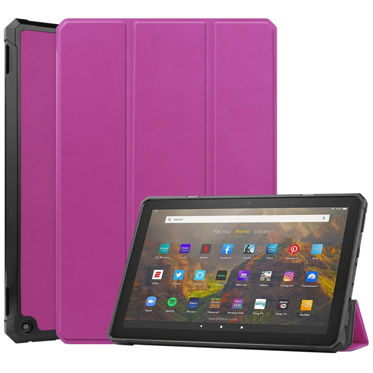 For Amazon Kindle Fire HD 10 (2021) Custer Texture Horizontal Flip Leather Case with Three-folding Holder & Sleep / Wake-up Function