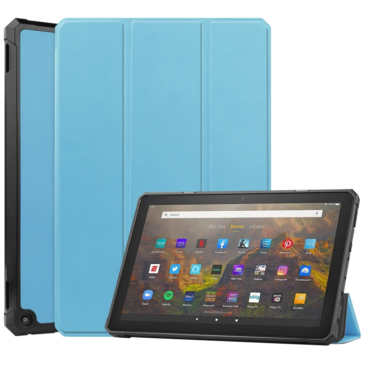 For Amazon Kindle Fire HD 10 (2021) Custer Texture Horizontal Flip Leather Case with Three-folding Holder & Sleep / Wake-up Function
