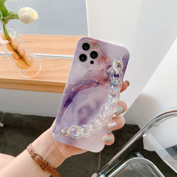 For iPhone 11 Pro Max Agate Marble Pattern Protective Case With Bracelet