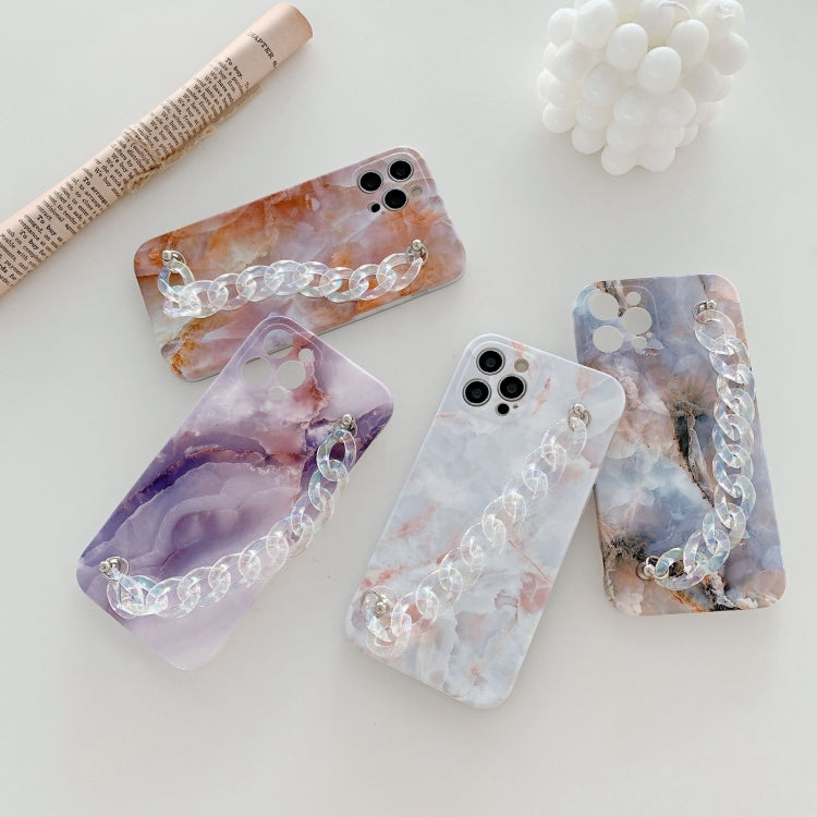 For iPhone 11 Pro Max Agate Marble Pattern Protective Case With Bracelet