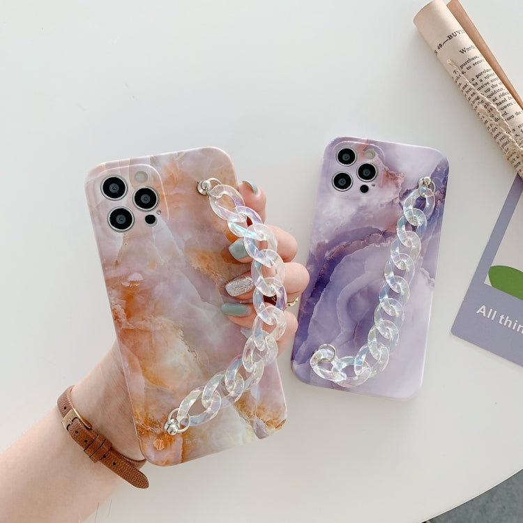 For iPhone 11 Pro Max Agate Marble Pattern Protective Case With Bracelet