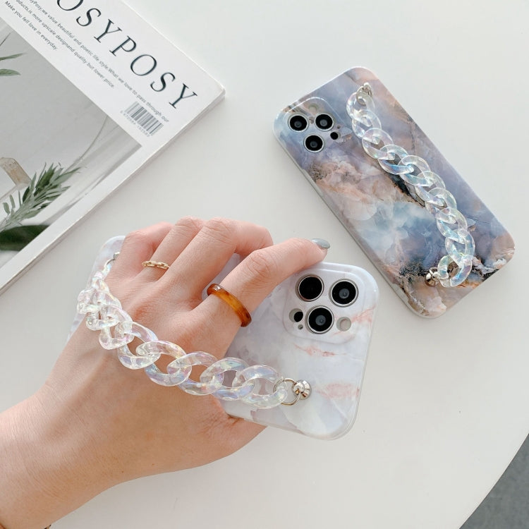 For iPhone 12 Pro Max Agate Marble Pattern Protective Case With Bracelet