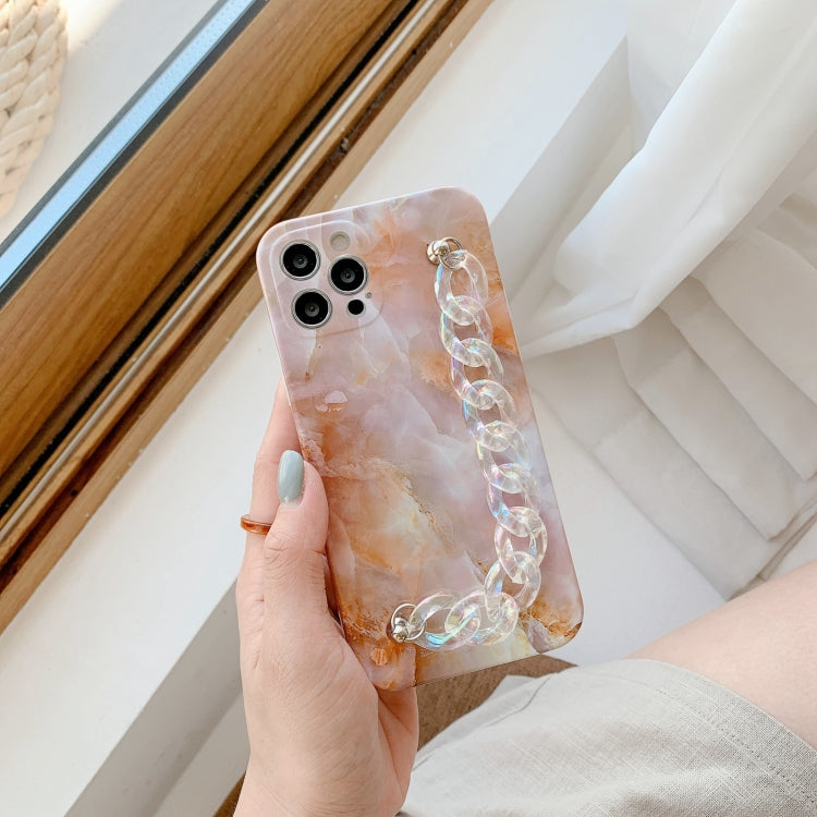 For iPhone 12 Pro Agate Marble Pattern Protective Case With Bracelet