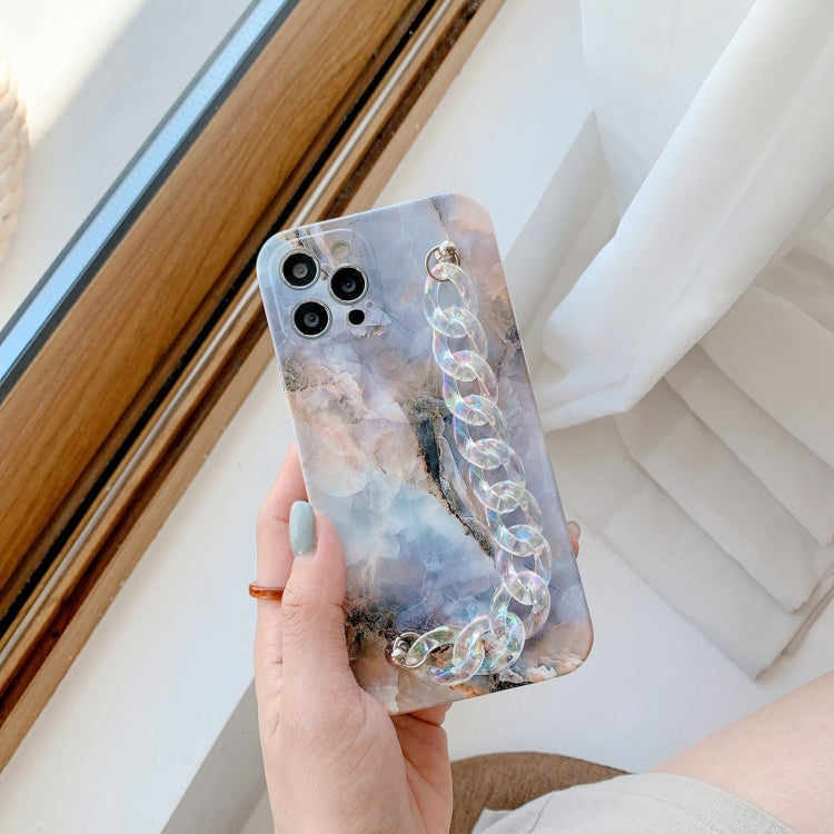 For iPhone 12 mini Agate Marble Pattern Protective Case With Bracelet