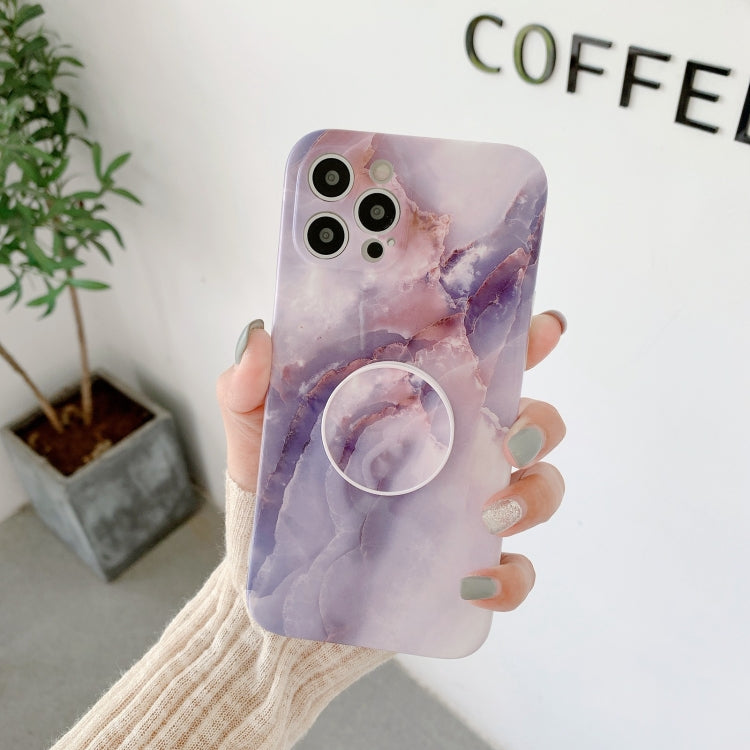 For iPhone 12 Pro Agate Marble Pattern Protective Case With Holder