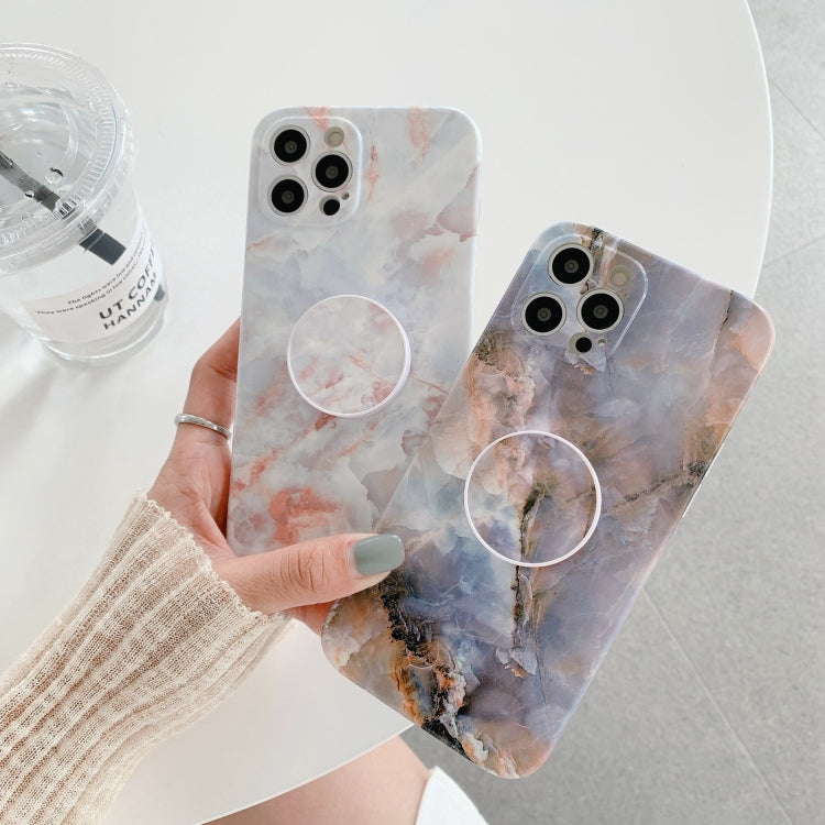 For iPhone 12 Pro Agate Marble Pattern Protective Case With Holder