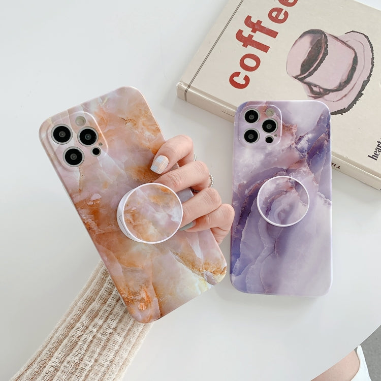 For iPhone 12 mini Agate Marble Pattern Protective Case With Holder