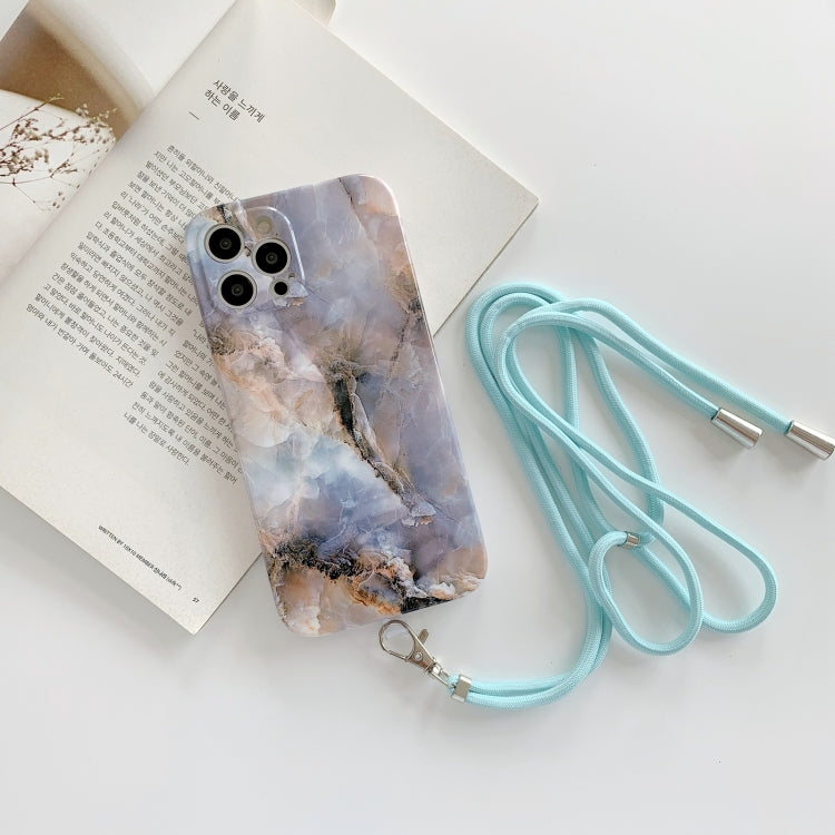 For iPhone 11 Pro Agate Marble Pattern Protective Case With Lanyard