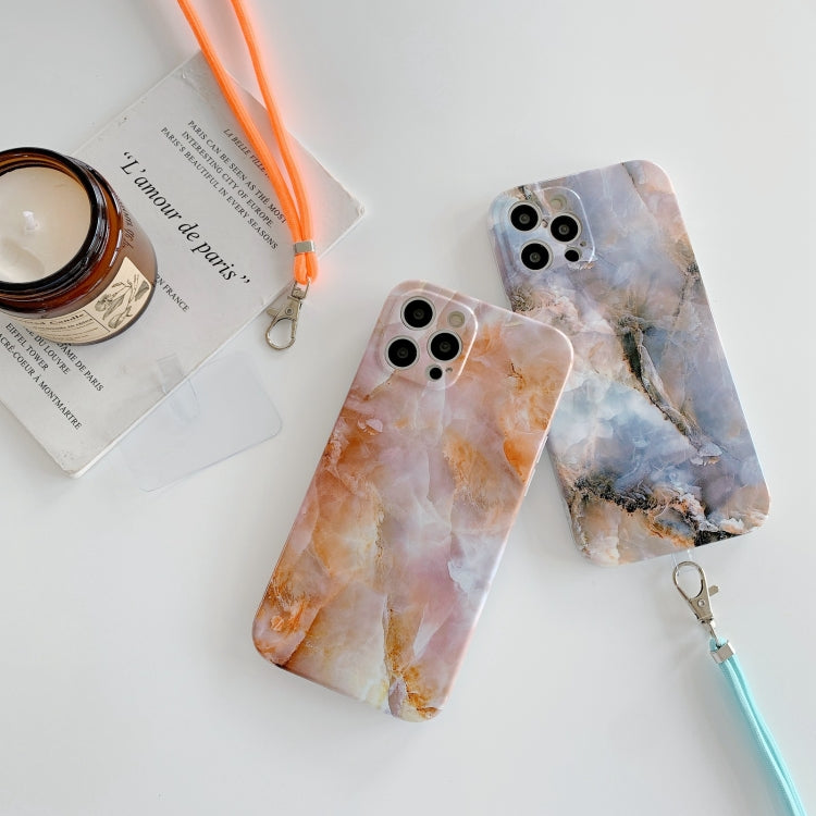 For iPhone 12 Pro Max Agate Marble Pattern Protective Case With Lanyard
