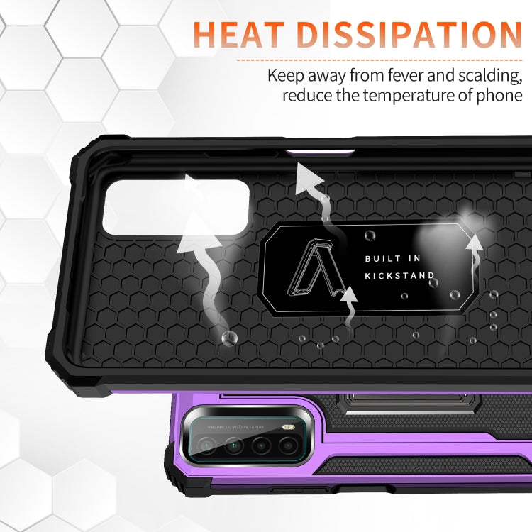 For Huawei Y7a Knight Jazz PC+TPU Shockproof Protective Case with Foldable Holder