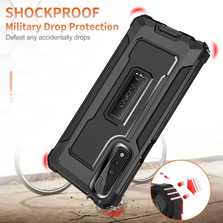 For LG Stylo 7 5G Knight Jazz PC+TPU Shockproof Protective Case with Foldable Holder