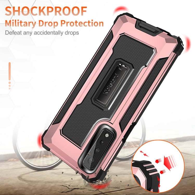 For LG Stylo 7 5G Knight Jazz PC+TPU Shockproof Protective Case with Foldable Holder