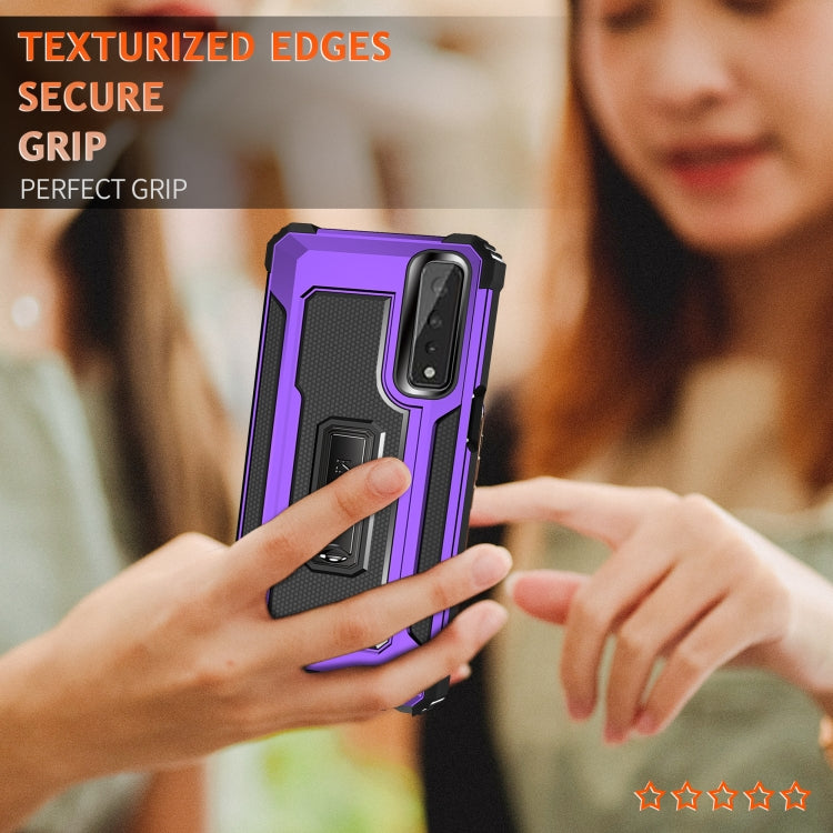 For LG Stylo 7 5G Knight Jazz PC+TPU Shockproof Protective Case with Foldable Holder