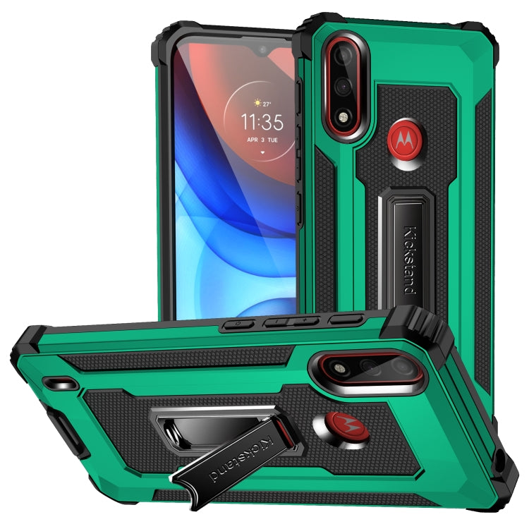 For Motorola Moto E7 Power (2021) Knight Jazz PC+TPU Shockproof Protective Case with Foldable Holder