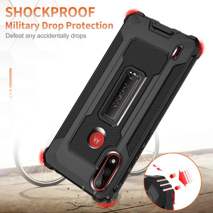 For Motorola Moto E7 Power (2021) Knight Jazz PC+TPU Shockproof Protective Case with Foldable Holder