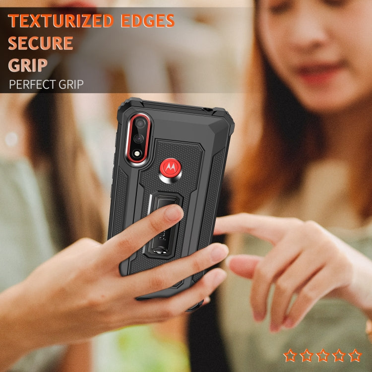 For Motorola Moto E7 Power (2021) Knight Jazz PC+TPU Shockproof Protective Case with Foldable Holder