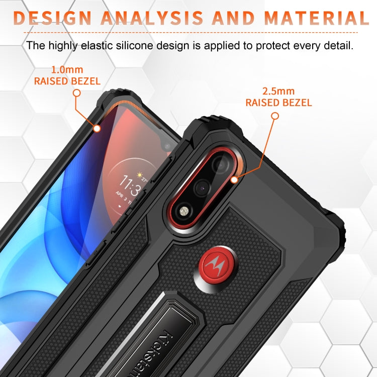 For Motorola Moto E7 Power (2021) Knight Jazz PC+TPU Shockproof Protective Case with Foldable Holder