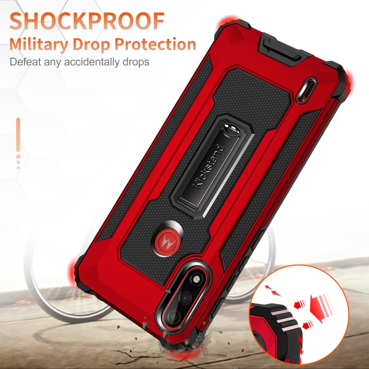 For Motorola Moto E7 Power (2021) Knight Jazz PC+TPU Shockproof Protective Case with Foldable Holder