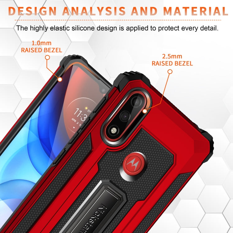 For Motorola Moto E7 Power (2021) Knight Jazz PC+TPU Shockproof Protective Case with Foldable Holder
