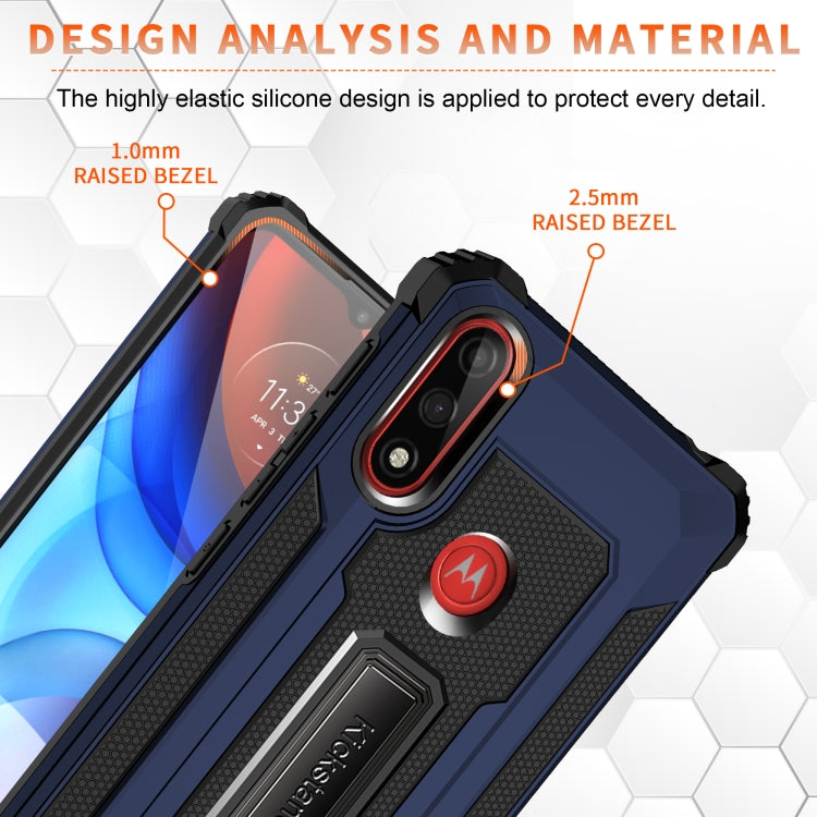 For Motorola Moto E7 Power (2021) Knight Jazz PC+TPU Shockproof Protective Case with Foldable Holder