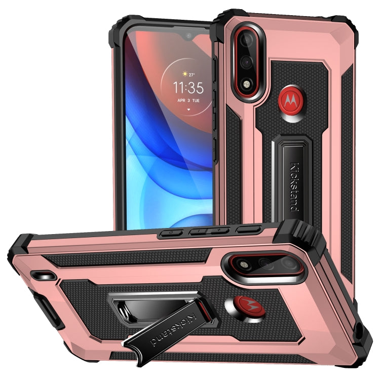 For Motorola Moto E7 Power (2021) Knight Jazz PC+TPU Shockproof Protective Case with Foldable Holder