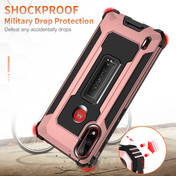 For Motorola Moto E7 Power (2021) Knight Jazz PC+TPU Shockproof Protective Case with Foldable Holder