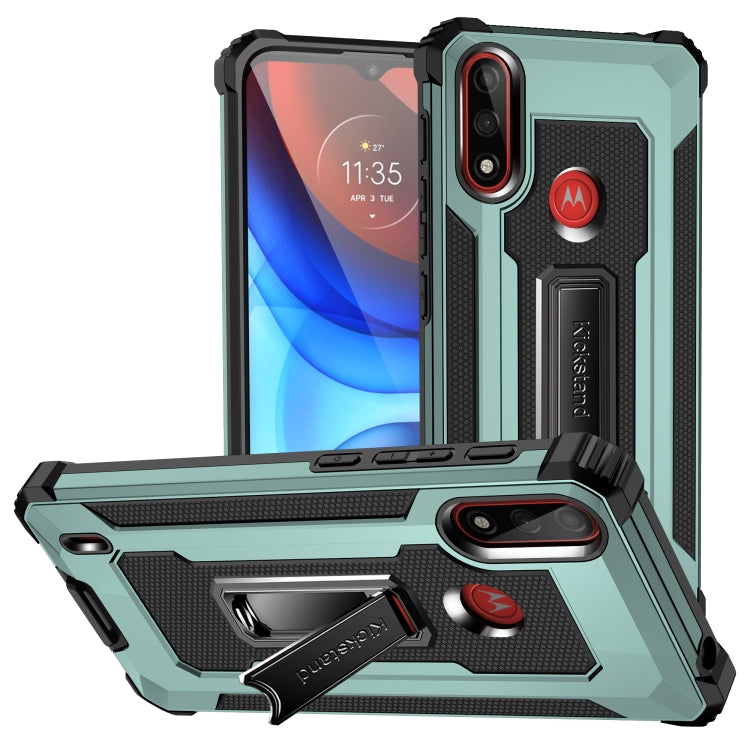 For Motorola Moto E7 Power (2021) Knight Jazz PC+TPU Shockproof Protective Case with Foldable Holder