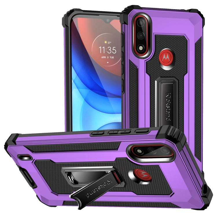 For Motorola Moto E7 Power (2021) Knight Jazz PC+TPU Shockproof Protective Case with Foldable Holder